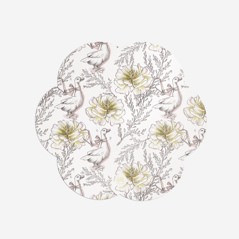 Sottopiatti “Oche tra i fiori”, Collezione Fiori - Le Tavole di Luisa
