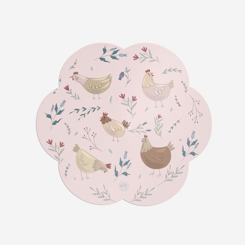 Sottopiatti “Galline rosa”, Collezione Pasqua - Le Tavole di Luisa