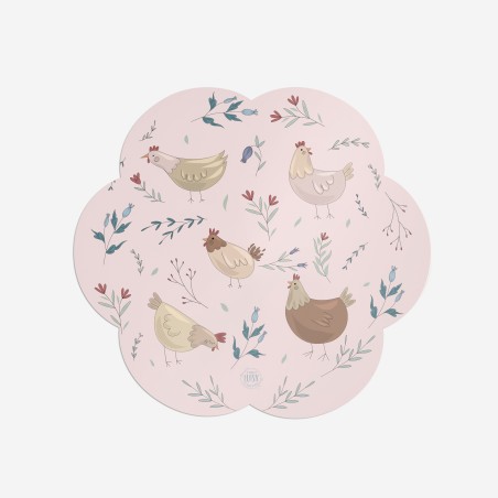Sottopiatti “Galline rosa”, Collezione Pasqua - Le Tavole di Luisa