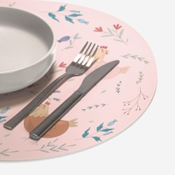 Sottopiatti “Galline rosa”, Collezione Pasqua - Le Tavole di Luisa