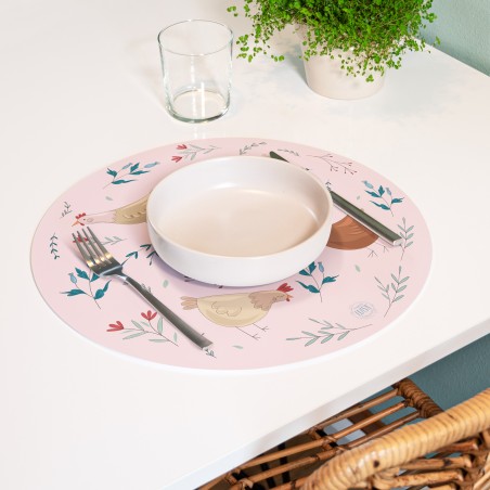 Sottopiatti “Galline rosa”, Collezione Pasqua - Le Tavole di Luisa