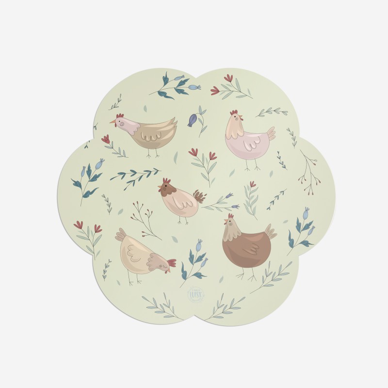 Sottopiatti “Galline verdi”, Collezione Pasqua - Le Tavole di Luisa