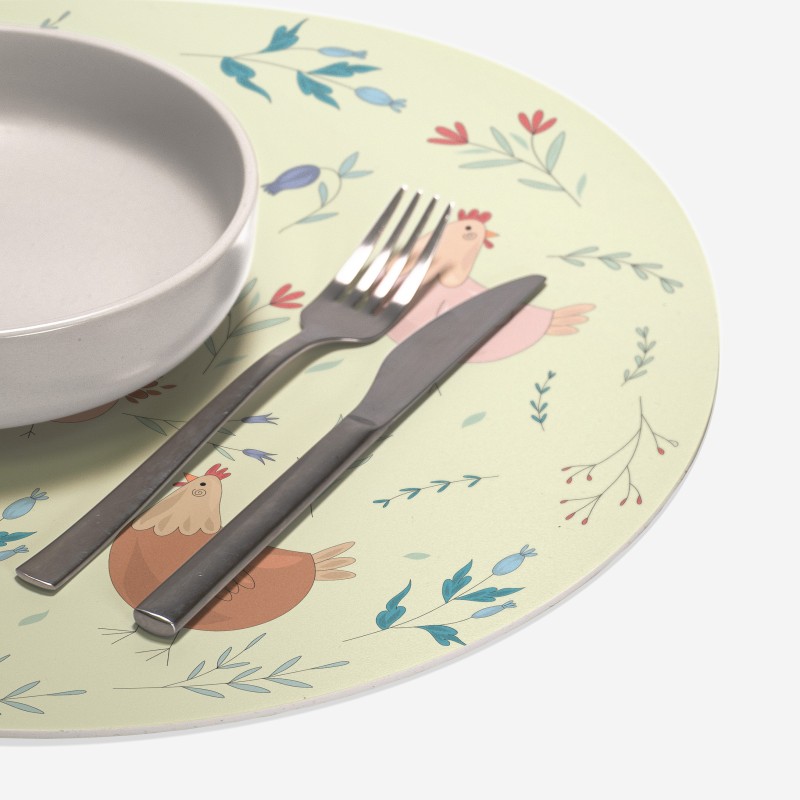 Sottopiatti “Galline verdi”, Collezione Pasqua - Le Tavole di Luisa