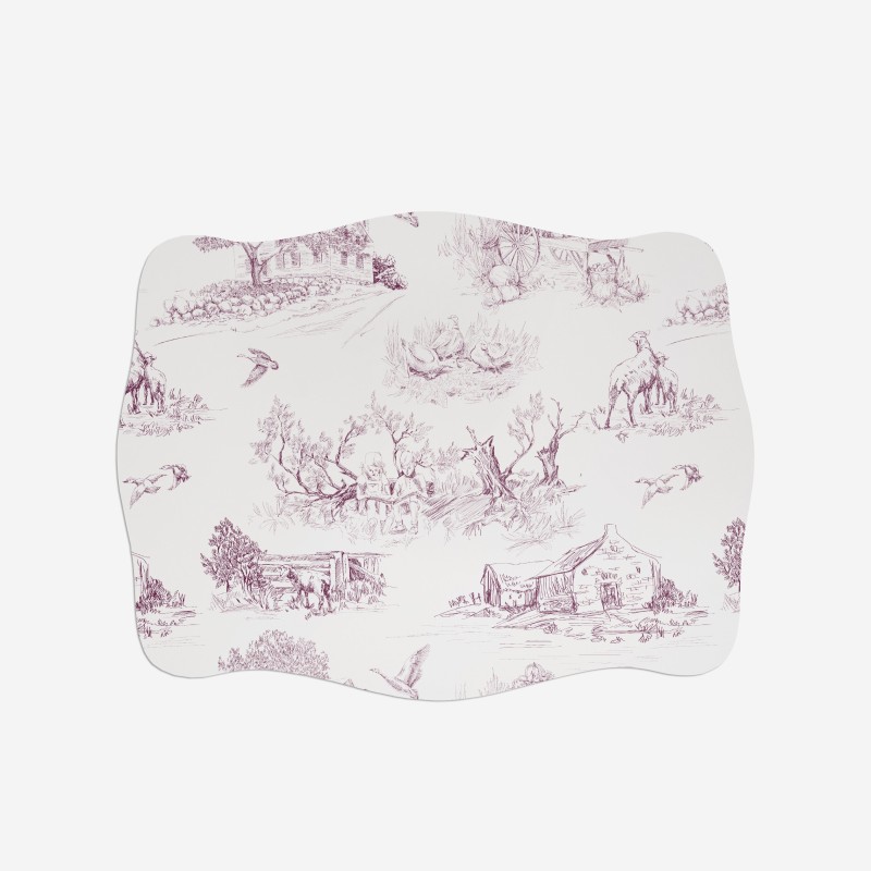 Sottopiatti “Toile di Jouy campagnolo bordeaux”, Collezione Decorativo - Le Tavole di Luisa