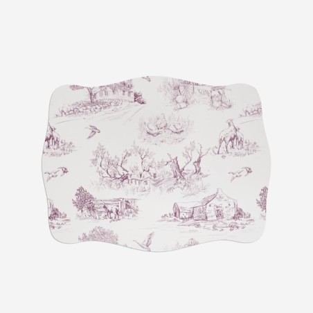 Sottopiatti “Toile di Jouy campagnolo bordeaux”, Collezione Decorativo - Le Tavole di Luisa