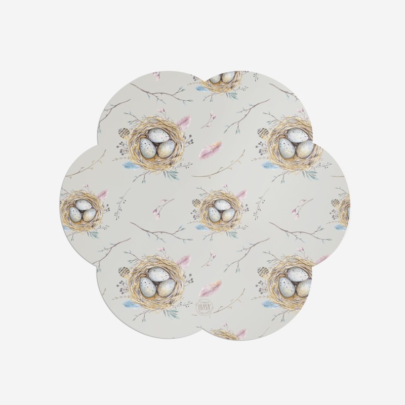 Sottopiatti “Uova e piume”, Collezione Pasqua - Le Tavole di Luisa