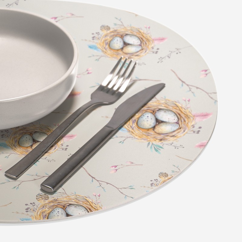 Sottopiatti “Uova e piume”, Collezione Pasqua - Le Tavole di Luisa