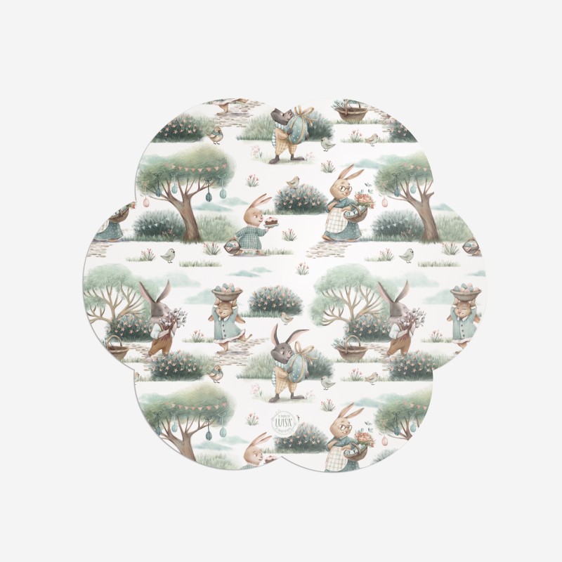 Sottopiatti “Coniglietti in giardino”, Collezione Pasqua - Le Tavole di Luisa