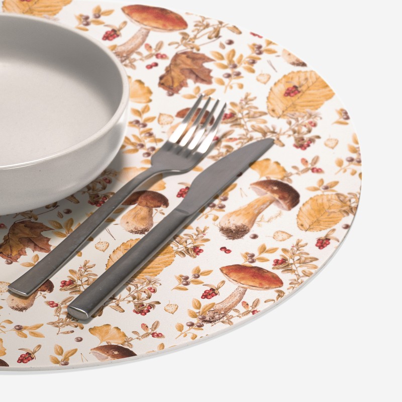 Sottopiatti "Funghi autunnali", Collezione Autunno - Le Tavole di Luisa