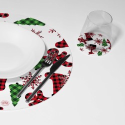 Kit 6 sottopiatti e 6 sottobicchieri “Simboli natalizi”, Collezione Kit sottopiatti con sottobicchieri - Le Tavole di Luisa