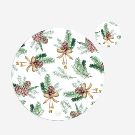 Kit 6 sottopiatti e 6 sottobicchieri “Rametti e Campanelli”, Collezione Kit sottopiatti con sottobicchieri - Le Tavole di