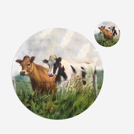 Kit 6 sottopiatti e 6 sottobicchieri “Mucche montane”, Collezione Kit sottopiatti con sottobicchieri - Le Tavole di Luisa