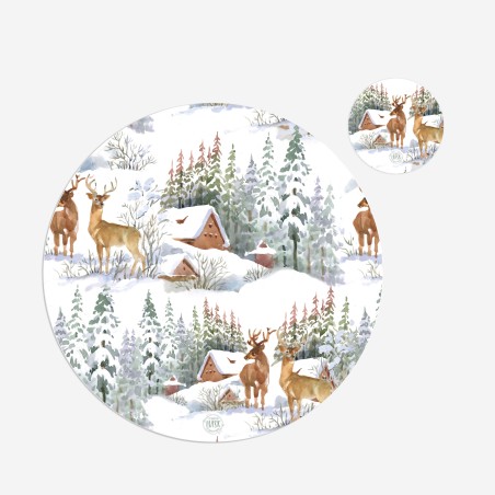 Kit 6 sottopiatti e 6 sottobicchieri “Acquerello Renne”, Collezione Kit sottopiatti con sottobicchieri - Le Tavole di Luisa