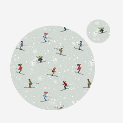 Kit 6 sottopiatti e 6 sottobicchieri “Sciatori nella Neve”, Collezione Kit sottopiatti con sottobicchieri - Le Tavole di