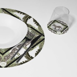 Kit 6 sottopiatti e 6 sottobicchieri “Zebre”, Collezione Kit sottopiatti con sottobicchieri - Le Tavole di Luisa