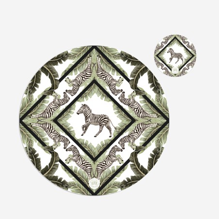 Kit 6 sottopiatti e 6 sottobicchieri “Zebre”, Collezione Kit sottopiatti con sottobicchieri - Le Tavole di Luisa