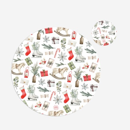 Kit 6 sottopiatti e 6 sottobicchieri “Natale Illustrato Mini”, Collezione Kit sottopiatti con sottobicchieri - Le Tavole di