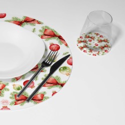 Kit 6 sottopiatti e 6 sottobicchieri "Allegria natalizia", Collezione Kit sottopiatti con sottobicchieri - Le Tavole di Luisa