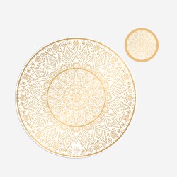 Kit 6 sottopiatti e 6 sottobicchieri “Ricamo dorato”, Collezione Kit sottopiatti con sottobicchieri - Le Tavole di Luisa
