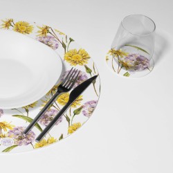 Kit 6 sottopiatti e 6 sottobicchieri “Fiori a Primavera”, Collezione Kit sottopiatti con sottobicchieri - Le Tavole di Luisa