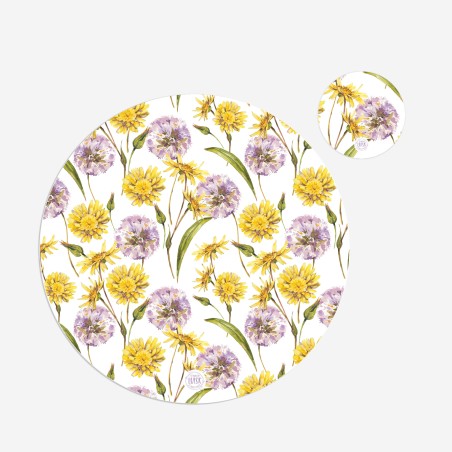 Kit 6 sottopiatti e 6 sottobicchieri “Fiori a Primavera”, Collezione Kit sottopiatti con sottobicchieri - Le Tavole di Luisa