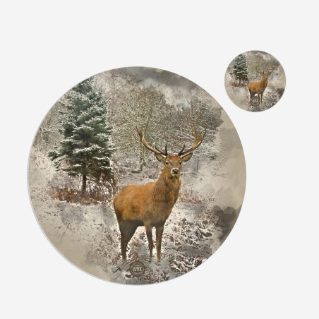 Kit 6 sottopiatti e 6 sottobicchieri “Cervo e Neve”, Collezione Kit sottopiatti con sottobicchieri - Le Tavole di Luisa