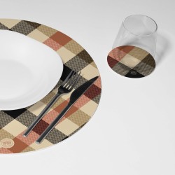 Kit 6 sottopiatti e 6 sottobicchieri “Scacchi e Pied de Poule”, Collezione Kit sottopiatti con sottobicchieri - Le Tavole di