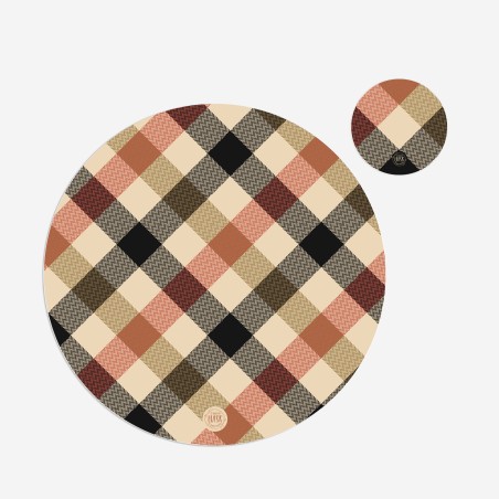 Kit 6 sottopiatti e 6 sottobicchieri “Scacchi e Pied de Poule”, Collezione Kit sottopiatti con sottobicchieri - Le Tavole di