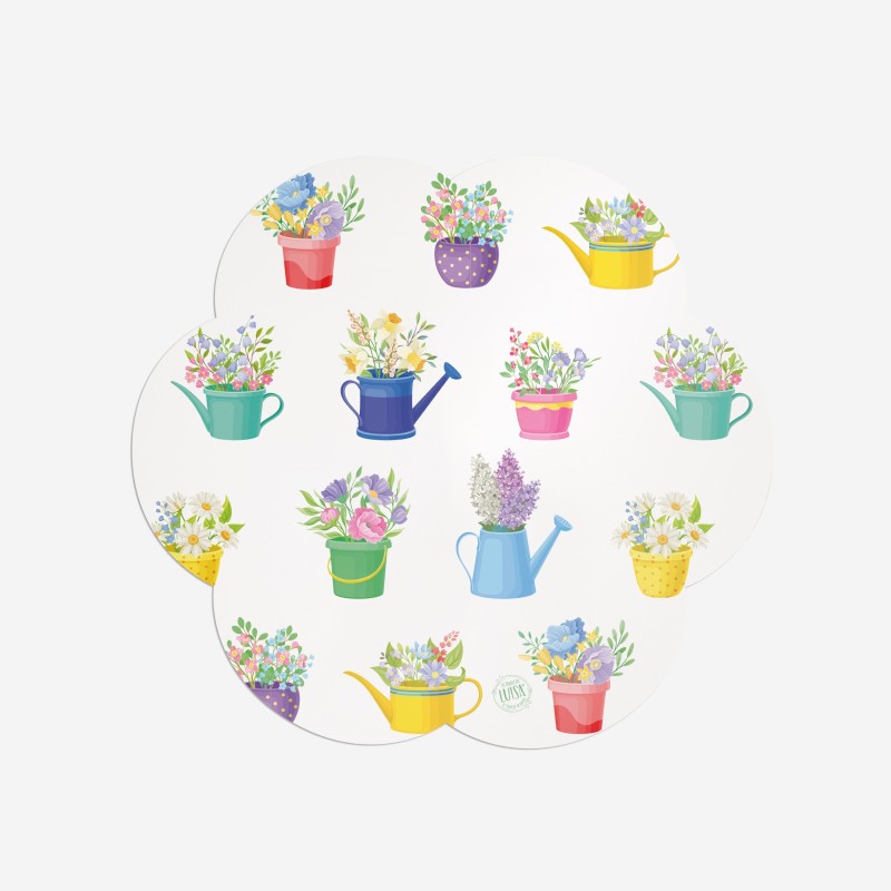 Sottopiatti “Innaffiatoi e Colori”, Collezione Sottopiatti - Le Tavole di Luisa