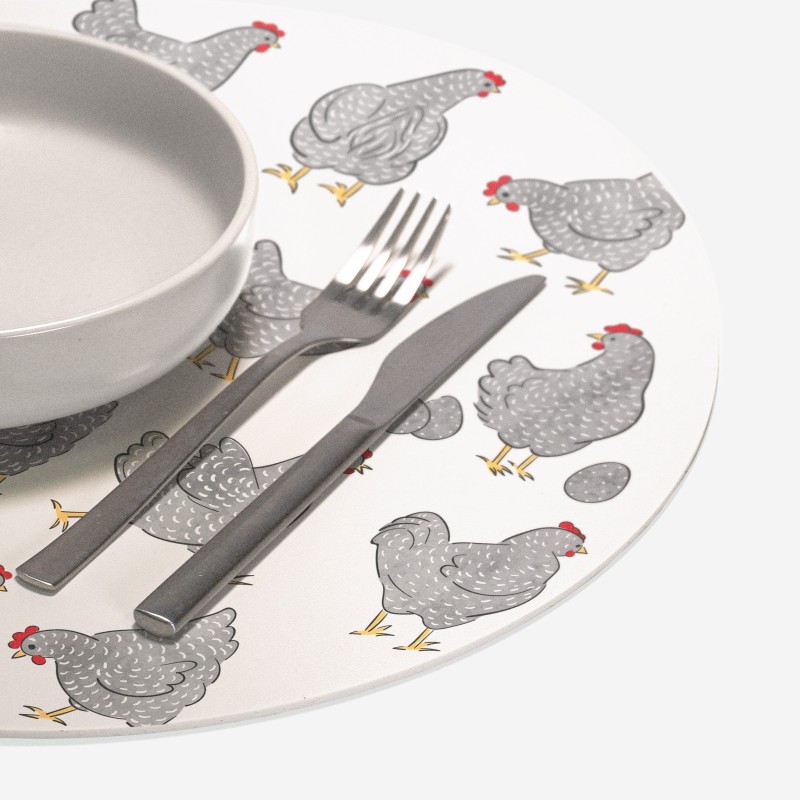 Sottopiatti “Galline Grigie”, Collezione Pasqua - Le Tavole di Luisa