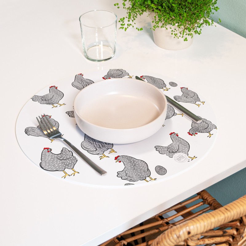 Sottopiatti “Galline Grigie”, Collezione Pasqua - Le Tavole di Luisa