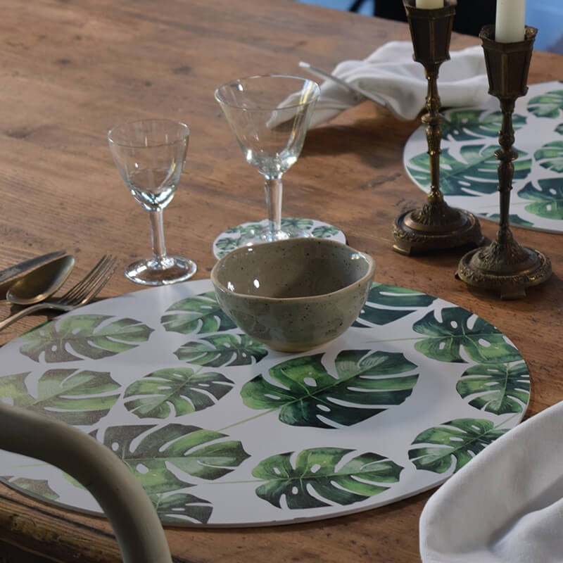 Sottopiatti “Foglie Design”, Collezione Tropical e Animalier - Le Tavole di Luisa