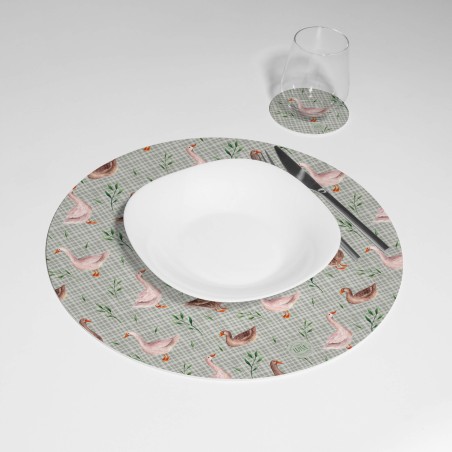 Kit 6 sottopiatti e 6 sottobicchieri “Gentilezza campestre”, Collezione Kit sottopiatti con sottobicchieri - Le Tavole di