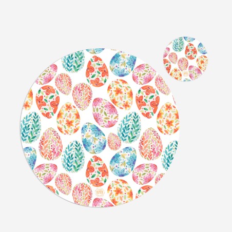 Kit 6 sottopiatti e 6 sottobicchieri “Uova Decorate”, Collezione Kit sottopiatti con sottobicchieri - Le Tavole di Luisa