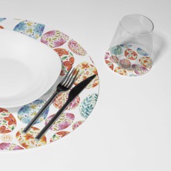 Kit 6 sottopiatti e 6 sottobicchieri “Uova Decorate”, Collezione Kit sottopiatti con sottobicchieri - Le Tavole di Luisa