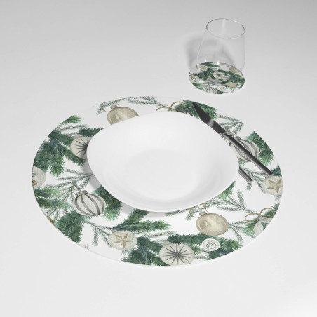 Kit 6 sottopiatti e 6 sottobicchieri "Dettagli natalizi”, Collezione Kit sottopiatti con sottobicchieri - Le Tavole di Luisa