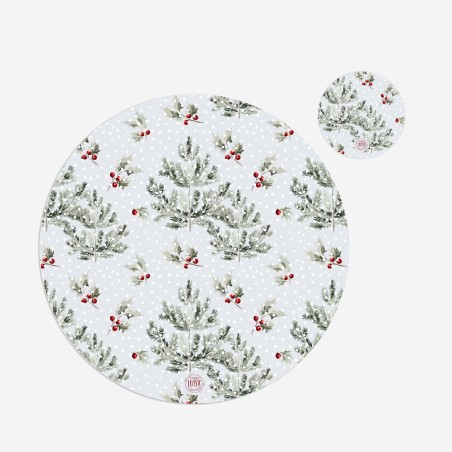 Kit 6 sottopiatti e 6 sottobicchieri "Neve tra i rami”, Collezione Kit sottopiatti con sottobicchieri - Le Tavole di Luisa