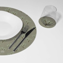 Kit 6 sottopiatti e 6 sottobicchieri "Rametti invernali”, Collezione Kit sottopiatti con sottobicchieri - Le Tavole di Luisa