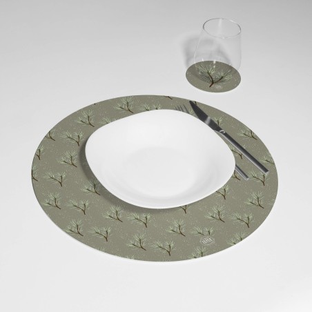 Kit 6 sottopiatti e 6 sottobicchieri "Rametti invernali”, Collezione Kit sottopiatti con sottobicchieri - Le Tavole di Luisa