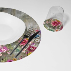 Kit 6 sottopiatti e 6 sottobicchieri “Giardino Fiorito”, Collezione Kit sottopiatti con sottobicchieri - Le Tavole di Luisa