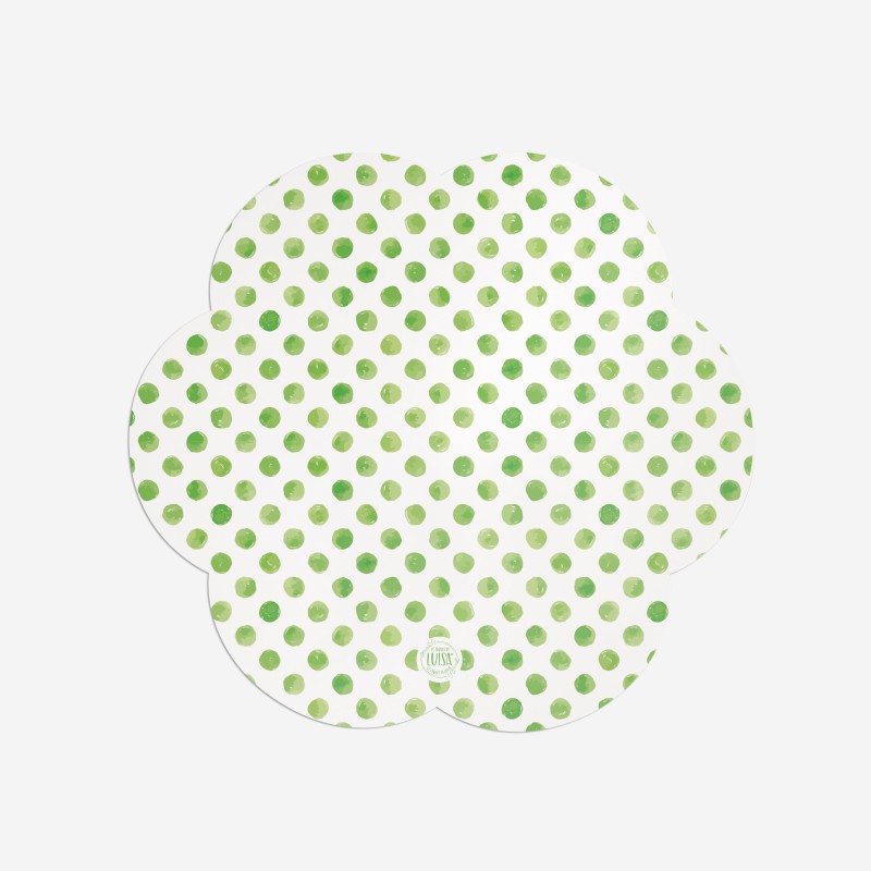 Sottopiatti “Pois Verdi Acquerello”, Collezione Design - Le Tavole di Luisa